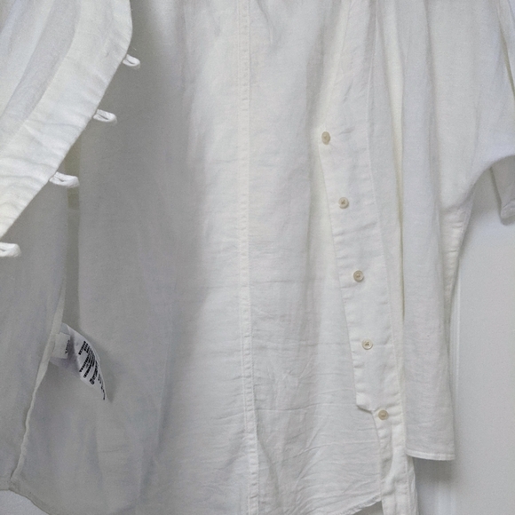 Eddie Bauer White Linen Blend Short Sleeves Button Front Top - Picture 9 of 11